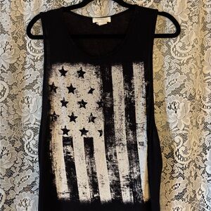 Janette Plus Black and White Star Stripe Tank Top